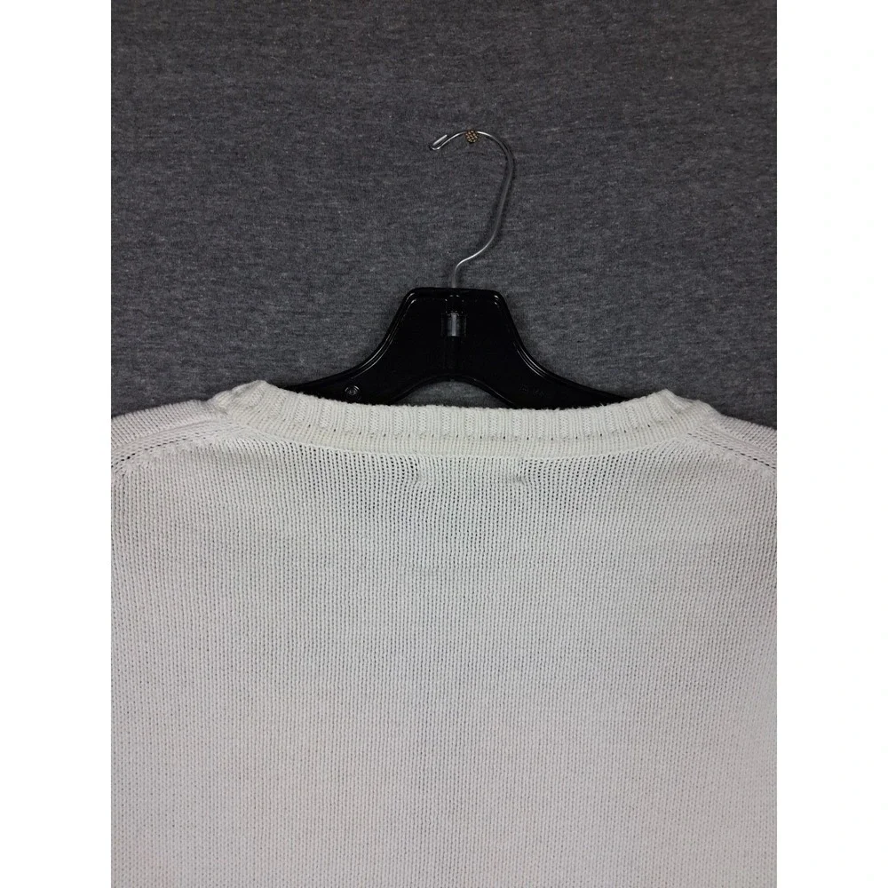 Dockers Mens Sweater Medium White Windowpane Plaid Cotton Pullover Classic 90s
